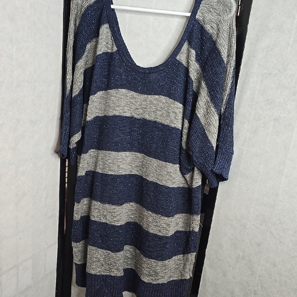Striped Blue and Gray Women's Sweater